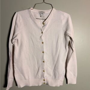 Cream colored Textured Button-Front Sweater Cardigan